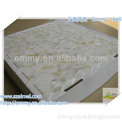 Modest luxury natural seamless rhombus freshwater river shell mosaic wall tile on mesh factory price